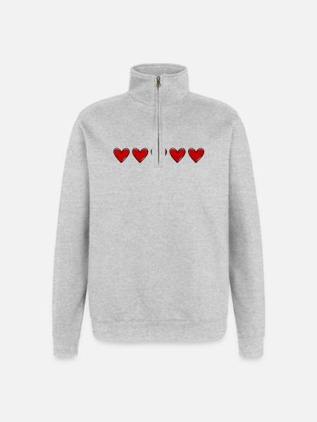 Hearts Line Love Symbol - Quarter-Zip Sweatshirt - heather grey