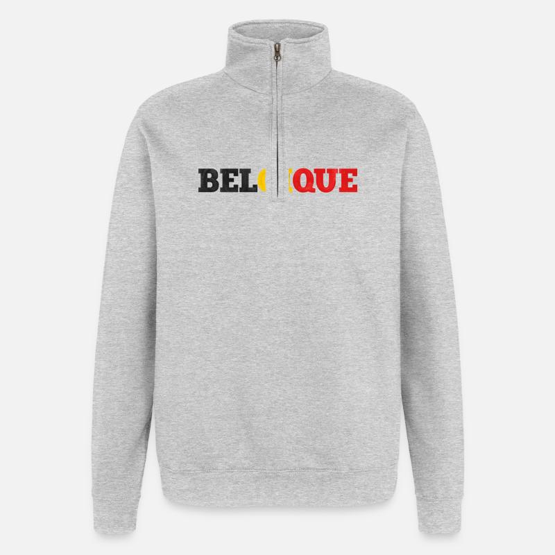 Belgien - Quarter-Zip-Sweatshirt - Grau meliert