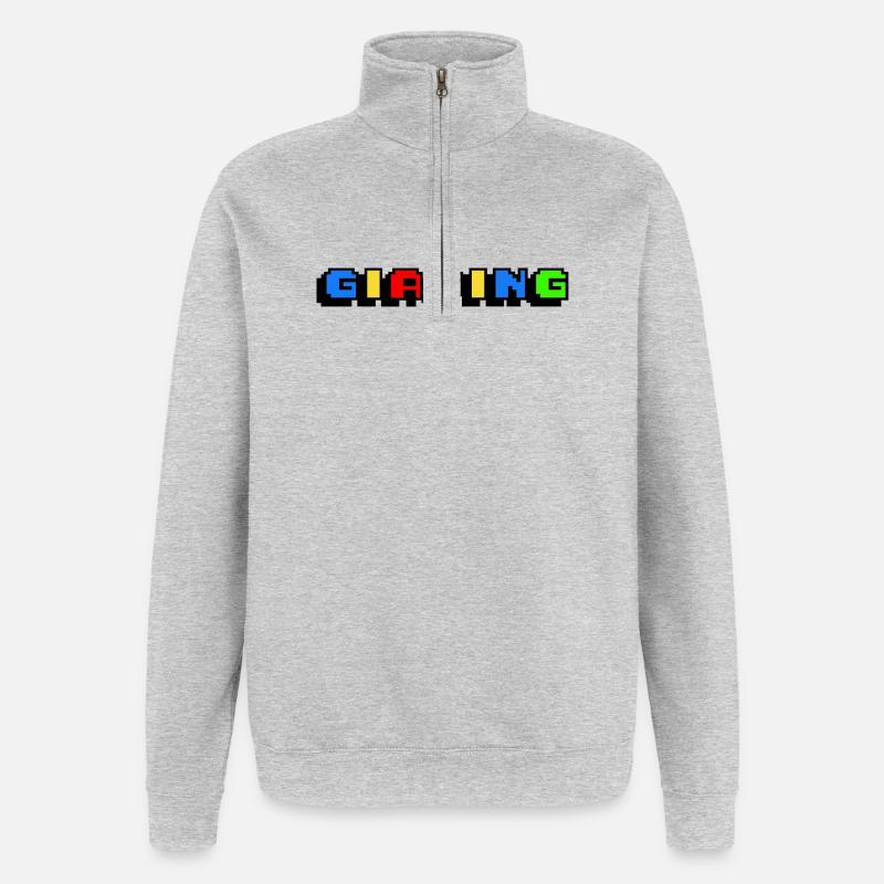 Giasing Pixel Giesing München 089 Minga - Quarter-Zip-Sweatshirt - Grau meliert