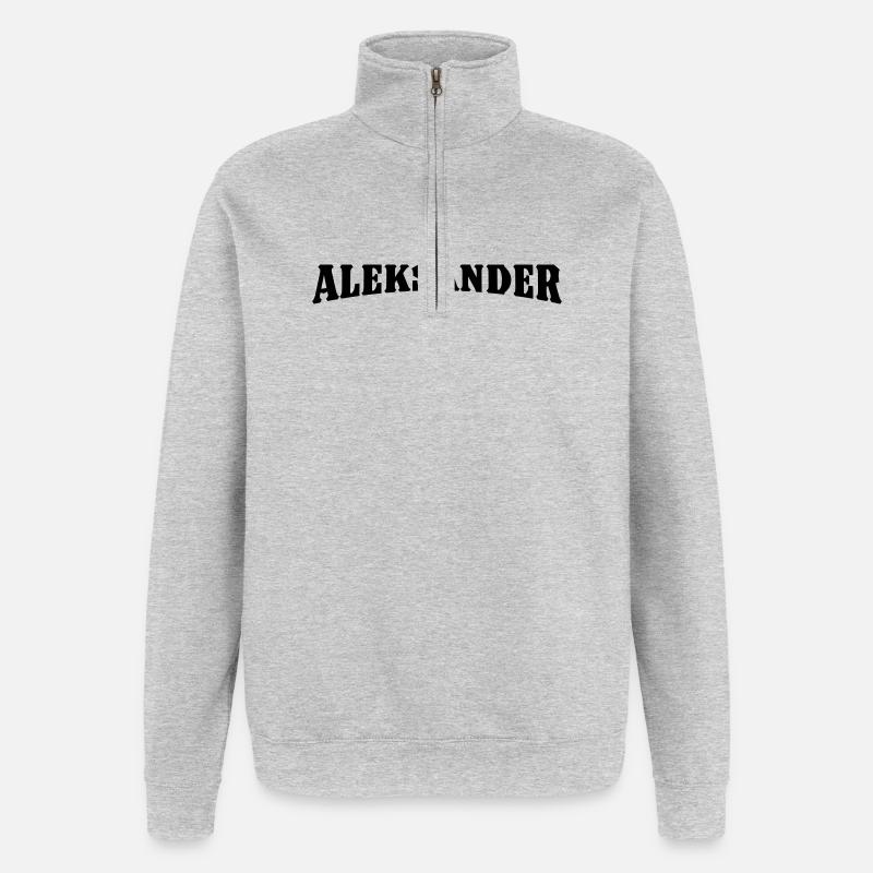 Don d’Aleksander - Sweat à zip 1/4 - gris chiné