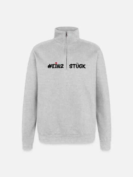 Einzelstück - Quarter-Zip-Sweatshirt - Grau meliert