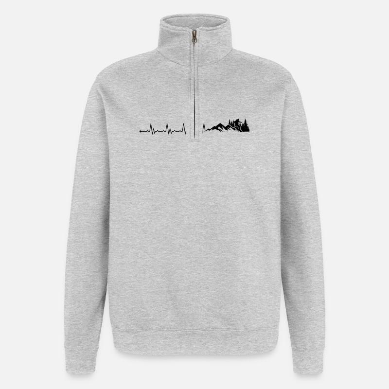 Herzschlag Snowboarden - Quarter-Zip-Sweatshirt - Grau meliert