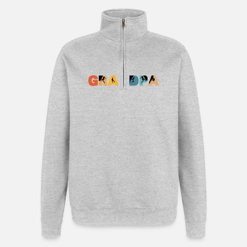 Grimpeur Papi Alpiniste Papi - Sweat à zip 1/4 - gris chiné