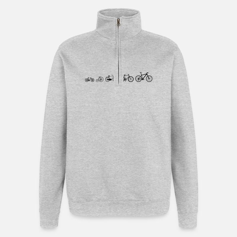 Évolution vélo  - Sweat à zip 1/4 - gris chiné