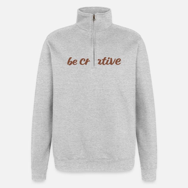 Be Creative Script Brown - Quarter-Zip Sweatshirt - heather grey