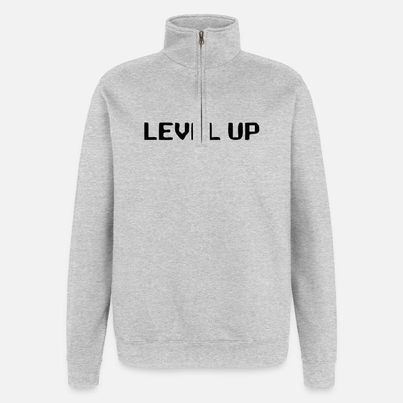 Niveau de lettrage 8 bits - Sweat à zip 1/4 - gris chiné