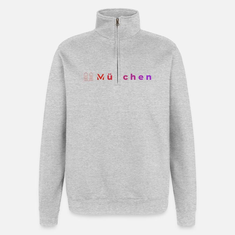 München Nachtleuchten - Quarter-Zip-Sweatshirt - Grau meliert