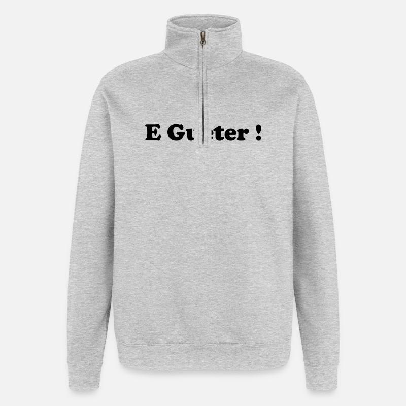 E_gueter_logo - Sweat à zip 1/4 - gris chiné