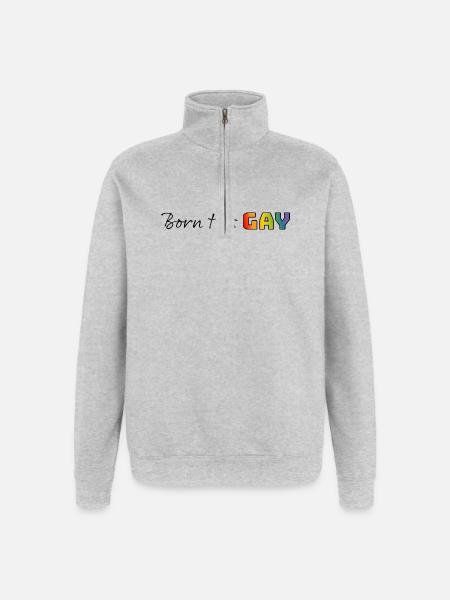 Rainbow né ce gay - Sweat à zip 1/4 - gris chiné