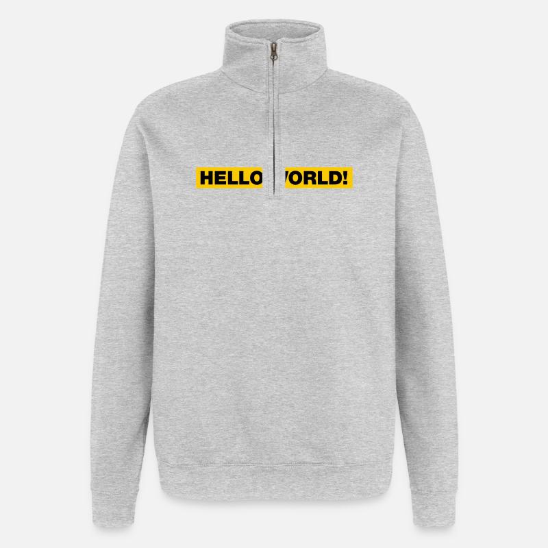 Hello World! - Quarter-Zip-Sweatshirt - Grau meliert