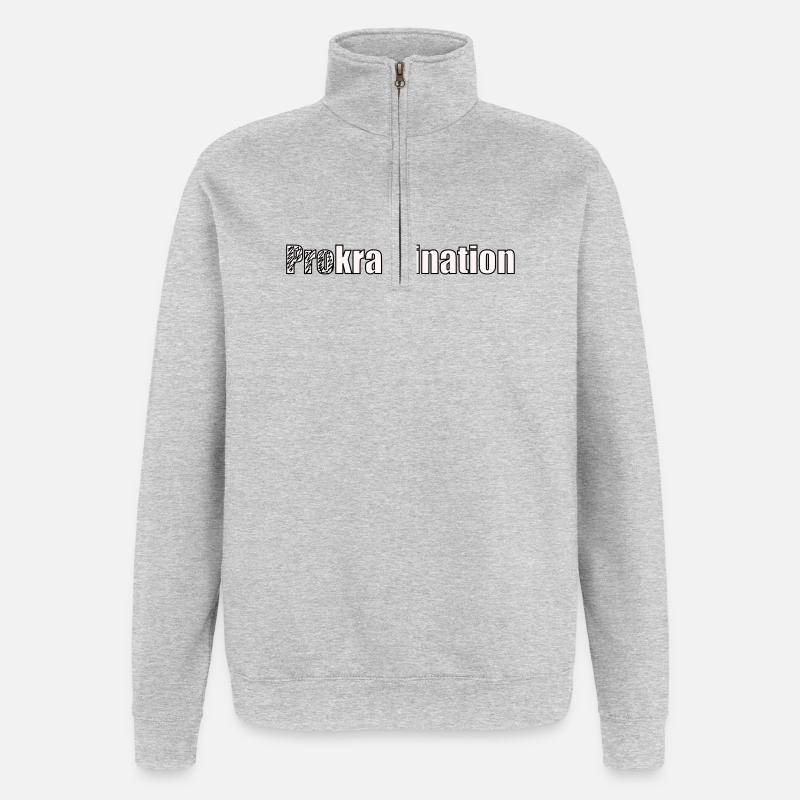 Procrastination - Sweat à zip 1/4 - gris chiné