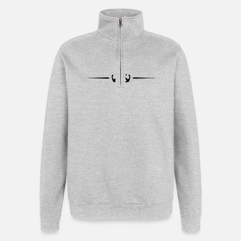 Anker Linie Symbol - Quarter-Zip-Sweatshirt - Grau meliert