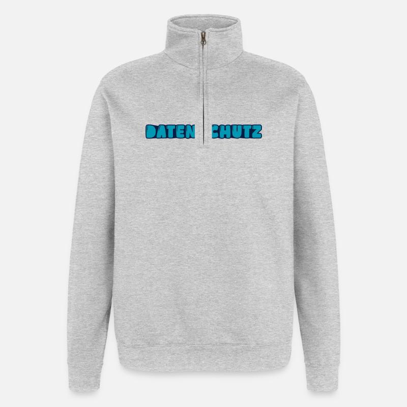 Datenschutz - Quarter-Zip-Sweatshirt - Grau meliert