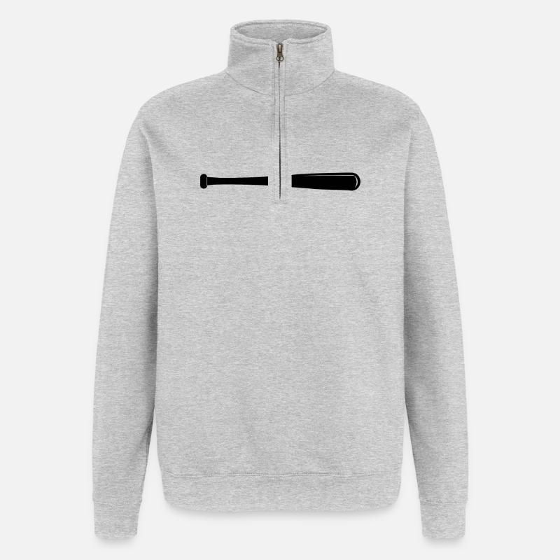Baseballschläger - Quarter-Zip-Sweatshirt - Grau meliert