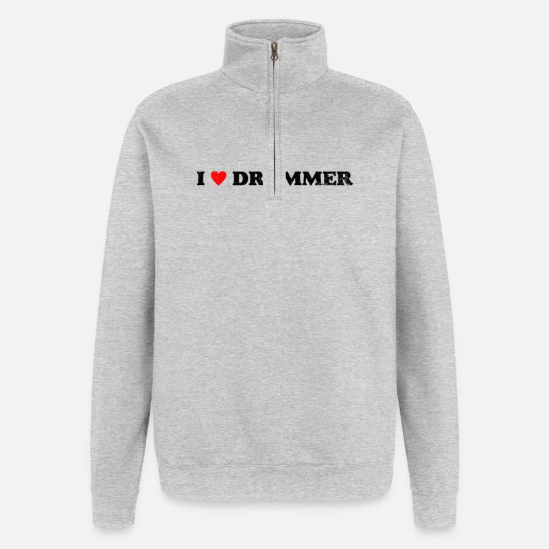 Design-Input erforderlich - Quarter-Zip-Sweatshirt - Grau meliert