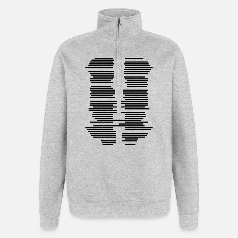rayures graphique - Sweat à zip 1/4 - gris chiné