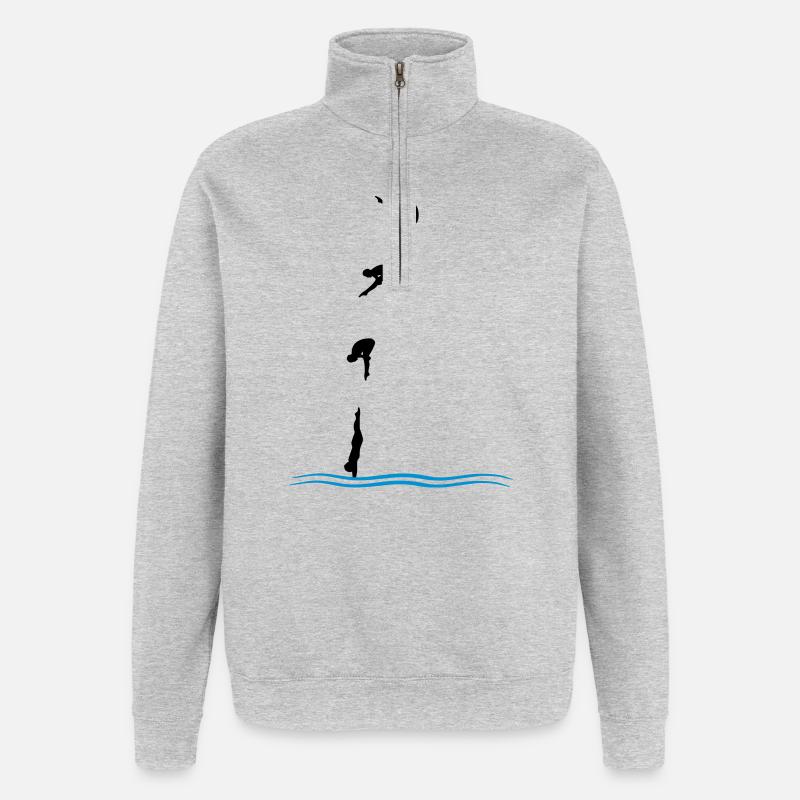 Turmspringen - Quarter-Zip-Sweatshirt - Grau meliert