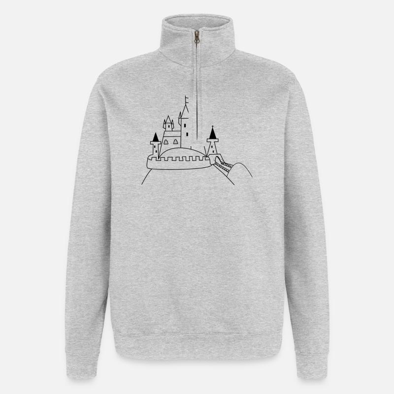 Château - Sweat à zip 1/4 - gris chiné