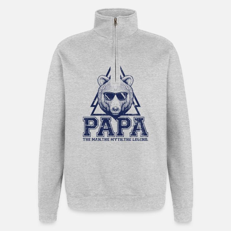 Papa Bear Dreieck-Logo - Quarter-Zip-Sweatshirt - Grau meliert