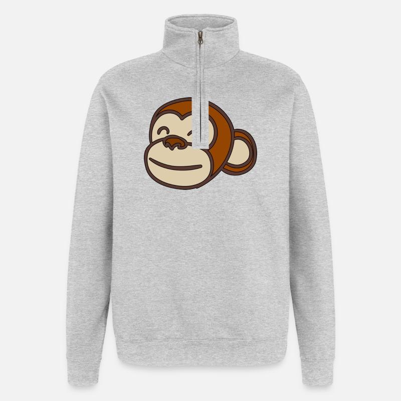 Monkey Head - Quarter-Zip Sweatshirt - heather grey
