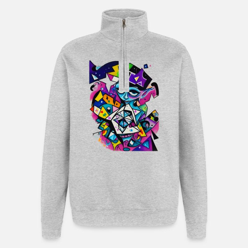 Graffiti - Quarter-Zip-Sweatshirt - Grau meliert