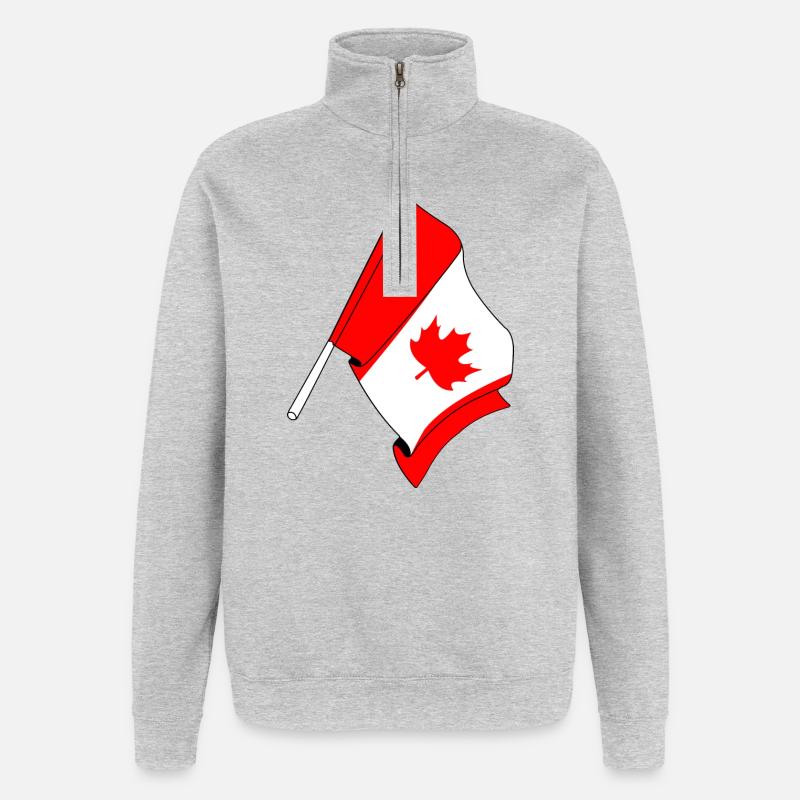 Drapeau du Canada - Sweat à zip 1/4 - gris chiné