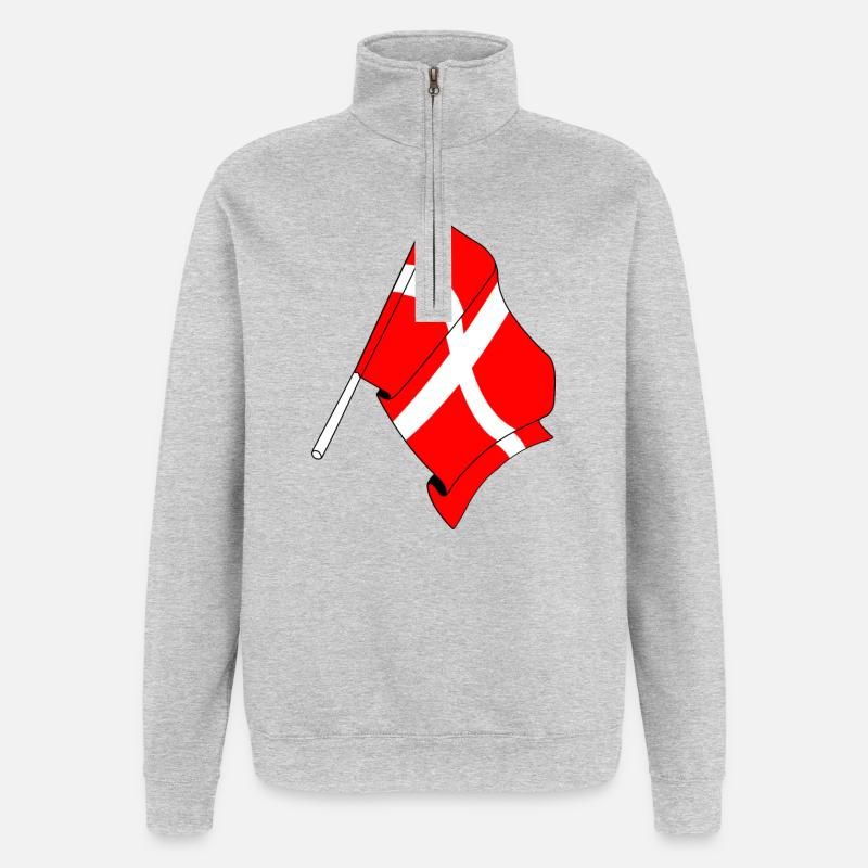 Pavillon : Danemark - Sweat à zip 1/4 - gris chiné