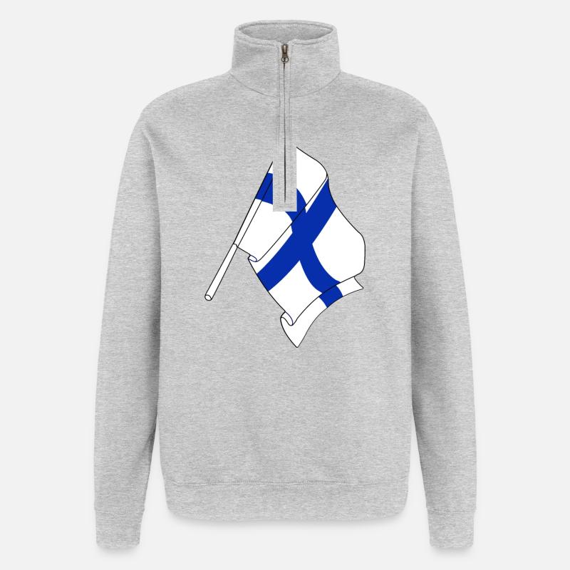 Drapeau de la Finlande - Sweat à zip 1/4 - gris chiné