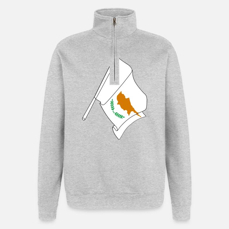 Drapeau Chypre - Sweat à zip 1/4 - gris chiné