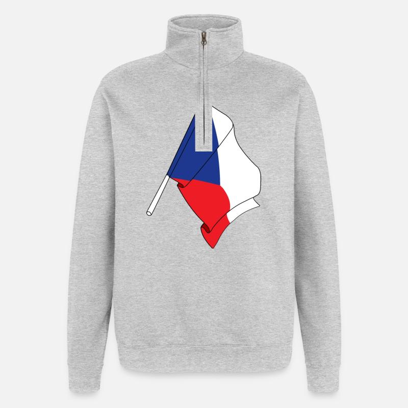 Drapeau de la République tchèque - Sweat à zip 1/4 - gris chiné
