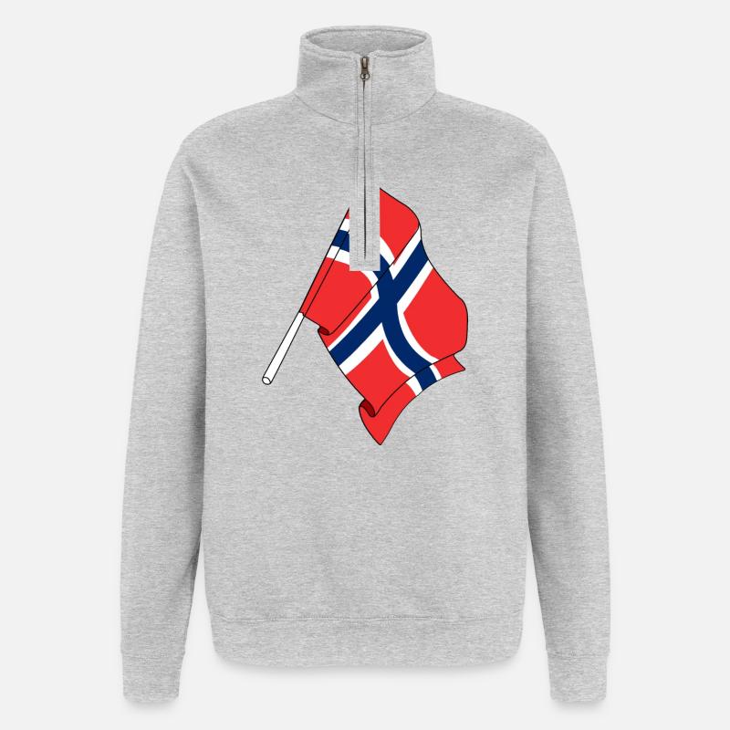 Drapeau Norvège - Sweat à zip 1/4 - gris chiné
