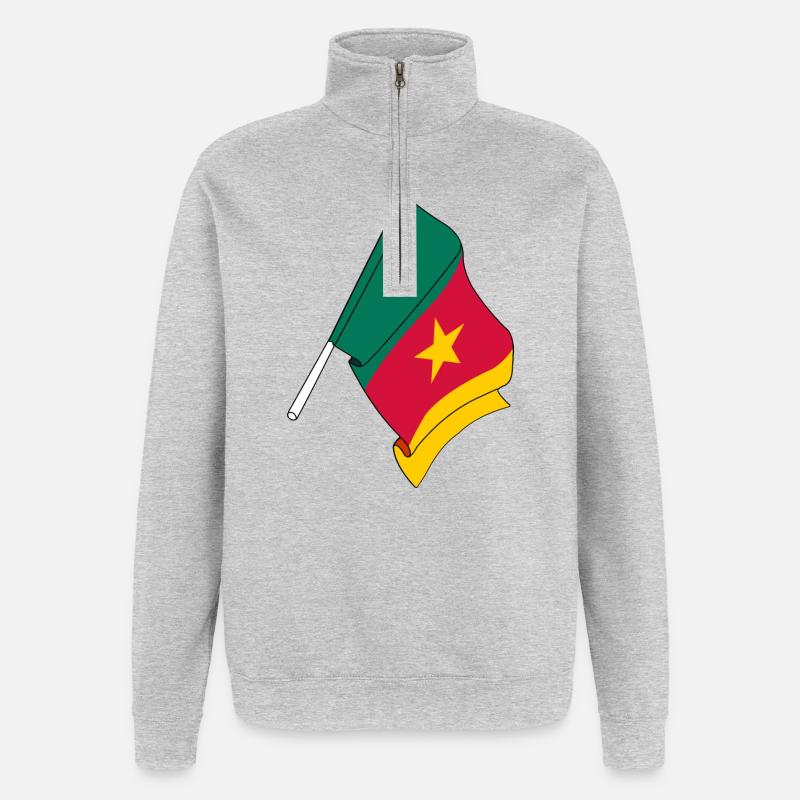 Flagge Kamerun - Quarter-Zip-Sweatshirt - Grau meliert