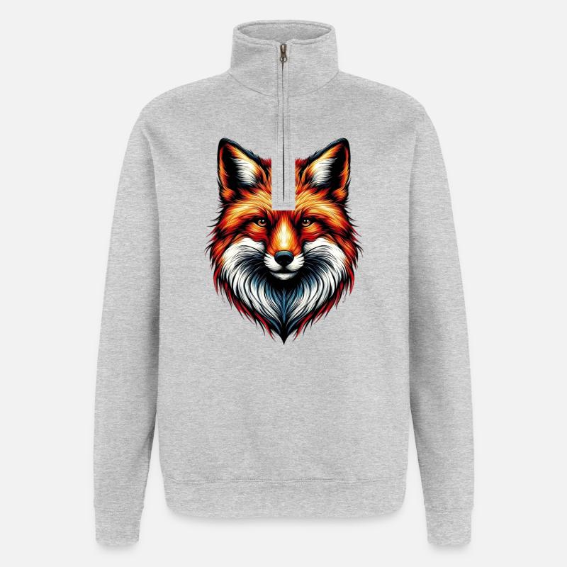 Fuchs - Quarter-Zip-Sweatshirt - Grau meliert