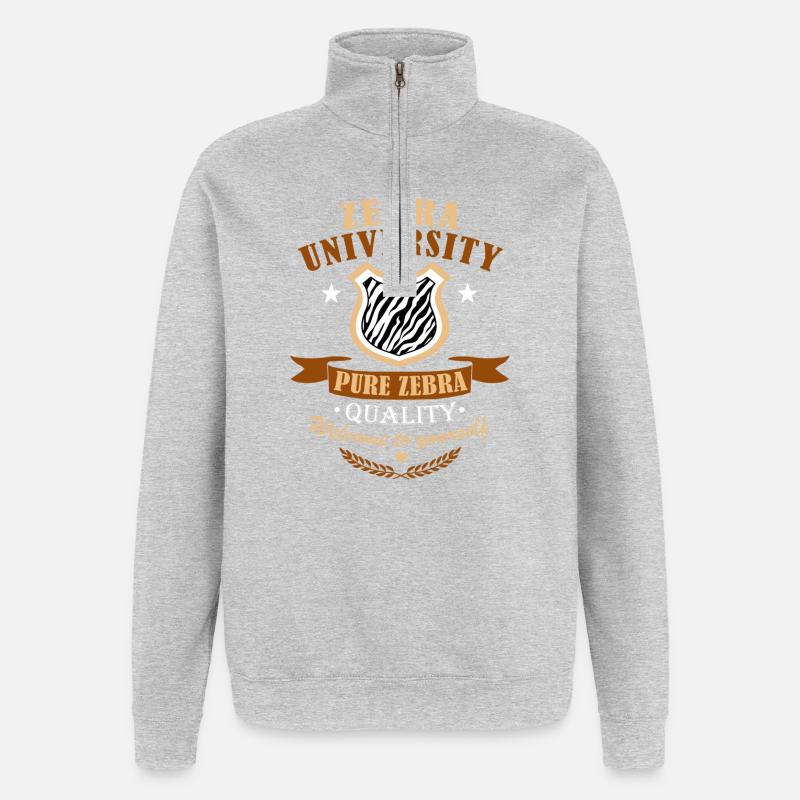 Zebra-Diplom - Quarter-Zip-Sweatshirt - Grau meliert