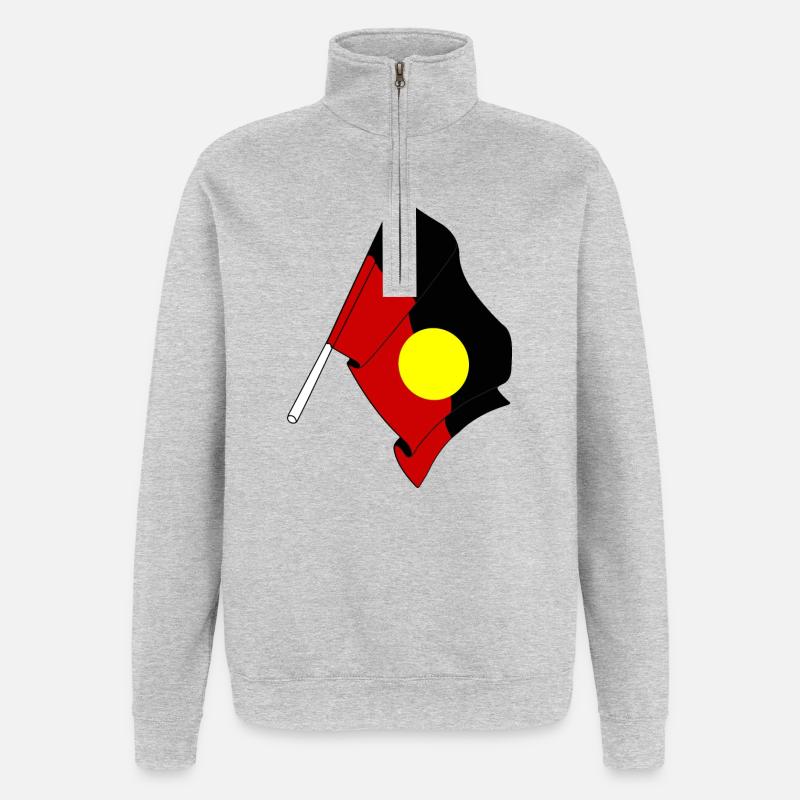 Drapeau des Aborigènes - Sweat à zip 1/4 - gris chiné