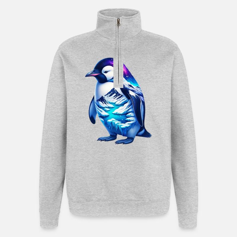 Pingouin - Sweat à zip 1/4 - gris chiné