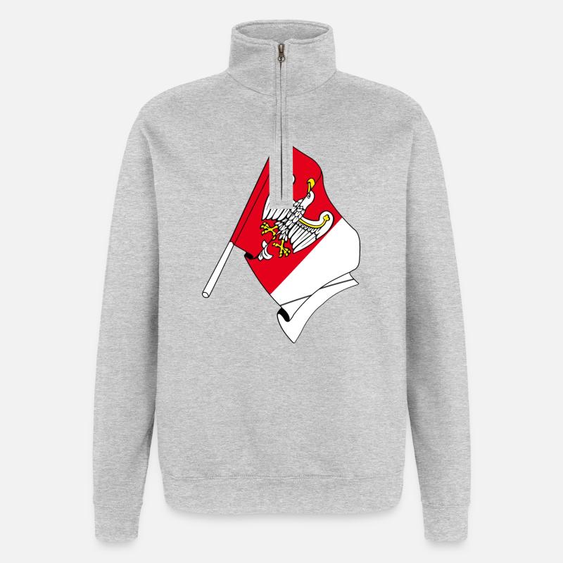 Drapeau Grande Pologne Pologne Pologne - Sweat à zip 1/4 - gris chiné