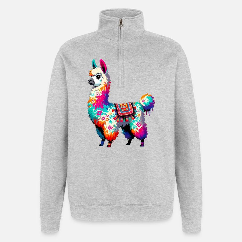 Alpaga - Sweat à zip 1/4 - gris chiné