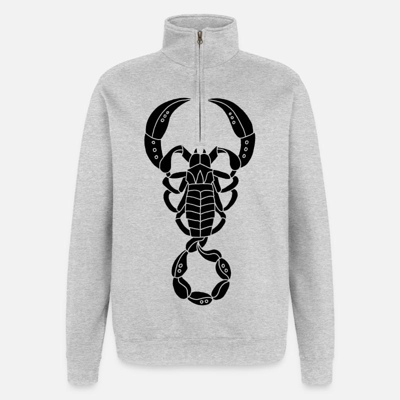Schwarzer Skorpion - Quarter-Zip-Sweatshirt - Grau meliert