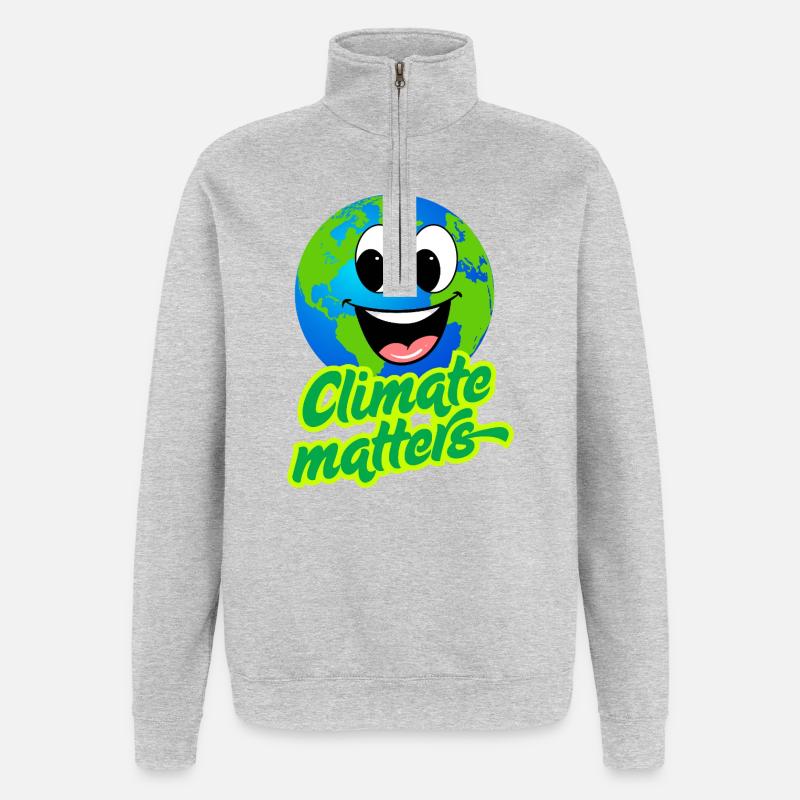CLIMATE MATTERS - Sweat à zip 1/4 - gris chiné