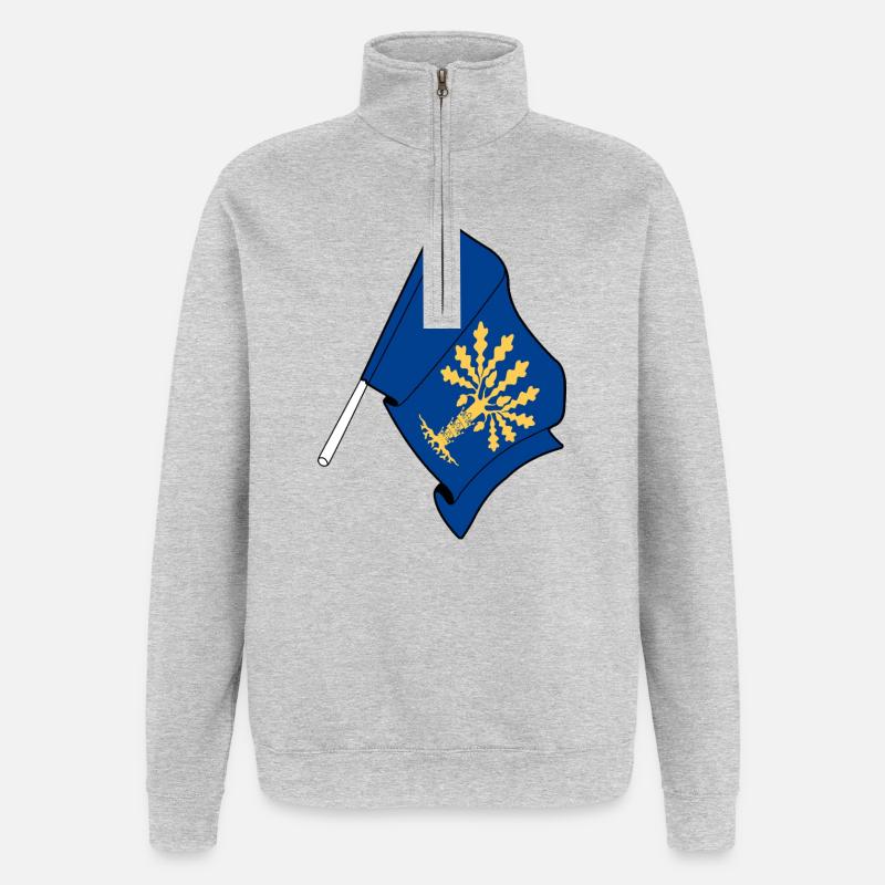 Blekinge, Suède – Simple flag pride - Sweat à zip 1/4 - gris chiné