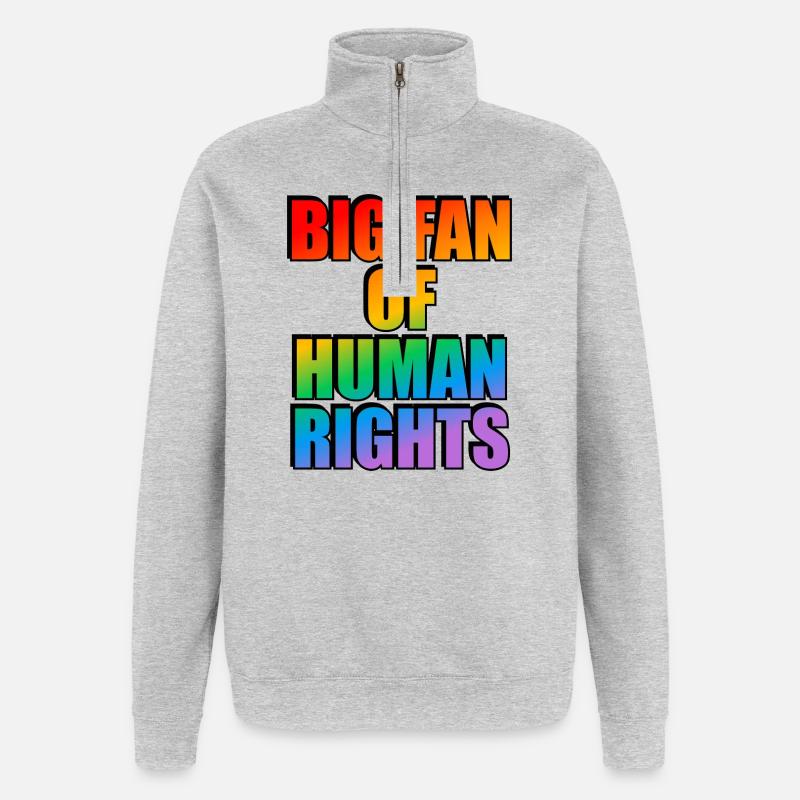 Rainbow Human Rights Celebration Tee - Quarter-Zip Sweatshirt - heather grey