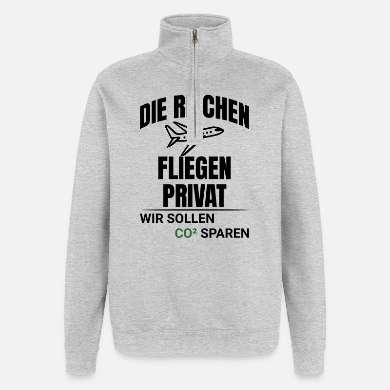 Abstraktes CO2 Klimaschutz Design - Quarter-Zip-Sweatshirt - Grau meliert