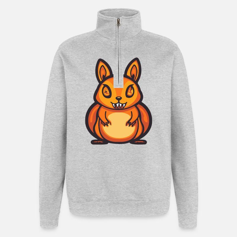 Eichhörnchen Halloween Comic Lustig - Quarter-Zip-Sweatshirt - Grau meliert