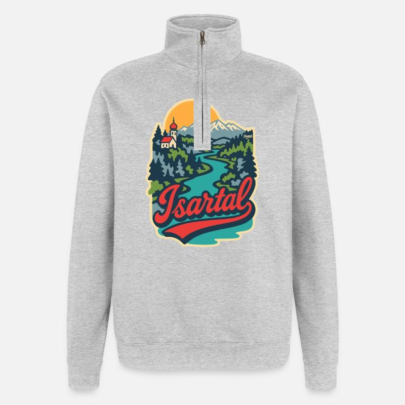 Vallée de l’Isar en Haute-Bavière - Sweat à zip 1/4 - gris chiné