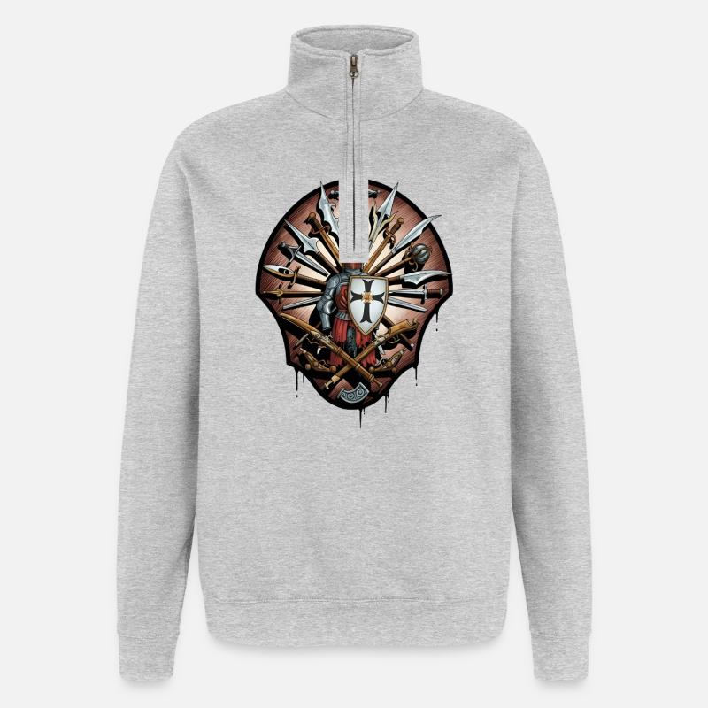 Ritter von Ehrenklinge Emblem - Quarter-Zip-Sweatshirt - Grau meliert