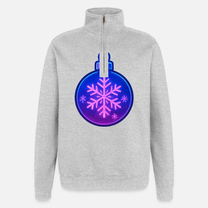 Weihnachtskugel Ornament - Quarter-Zip-Sweatshirt - Grau meliert