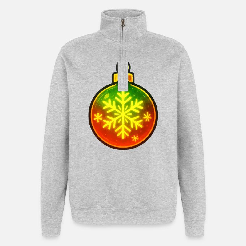 Weihnachtskugel Schneeflocke Ornament - Quarter-Zip-Sweatshirt - Grau meliert