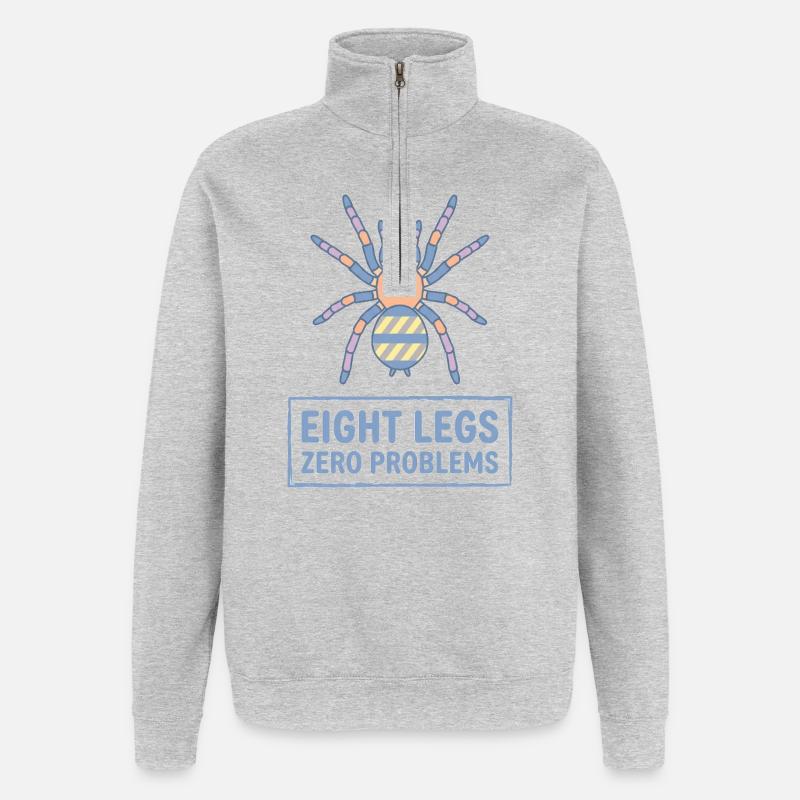 Eight Legs Zero Problems Tarantula - Quarter-Zip Sweatshirt - heather grey