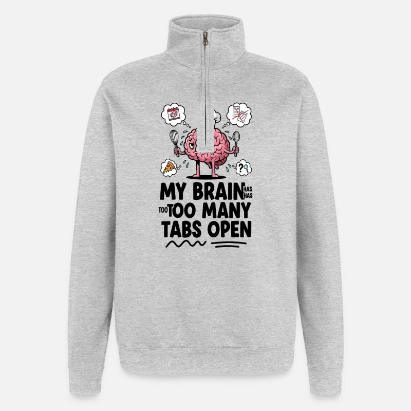 Brain Chef: Too Many Tabs Open - Quarter-Zip Sweatshirt - heather grey